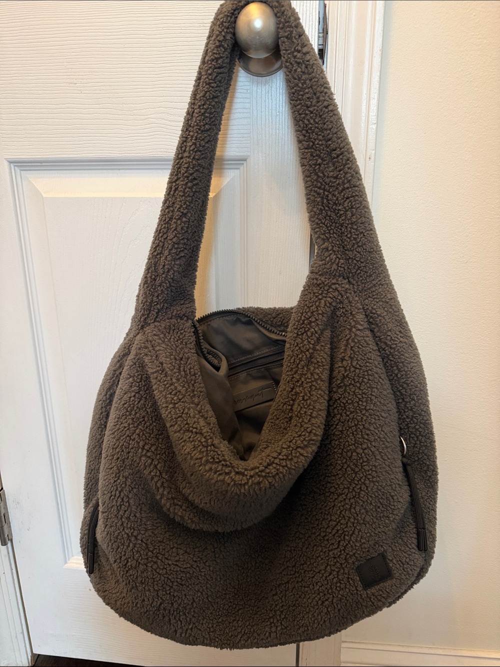 Free people movement Cozy Sherpa Hobo Shoulder Bag in Charcoal Gray